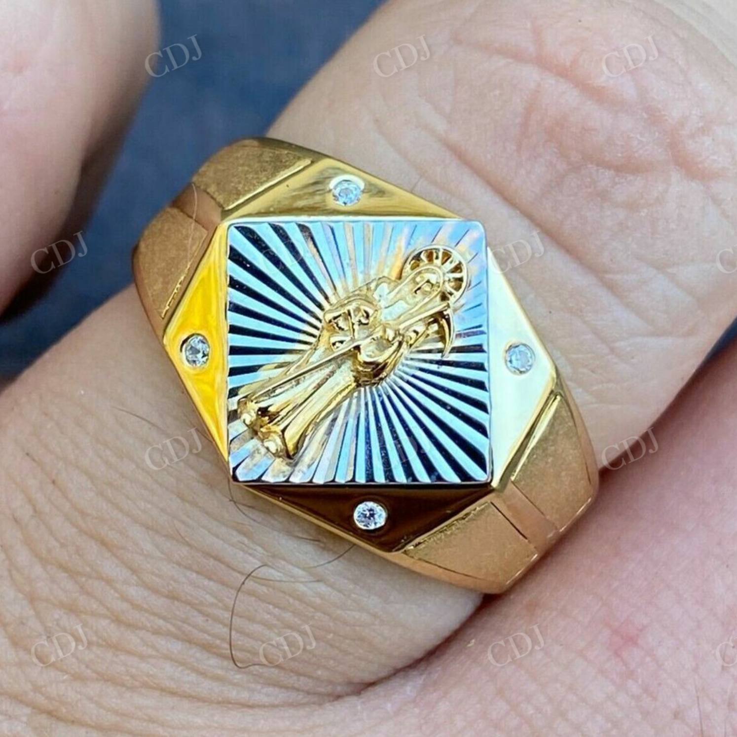 Antique Grim Reaper Santa Muerte Ring  customdiamjewel   