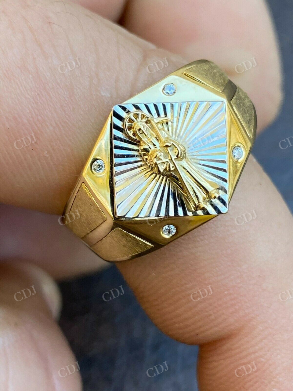 Antique Grim Reaper Santa Muerte Ring  customdiamjewel   