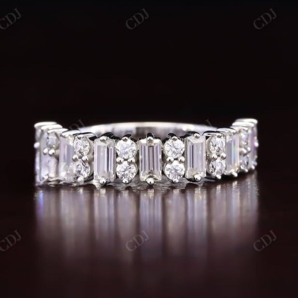 1.54CT Baguette and Round Natural Diamond Wedding Band  customdiamjewel 10 KT Solid Gold White Gold VVS-EF