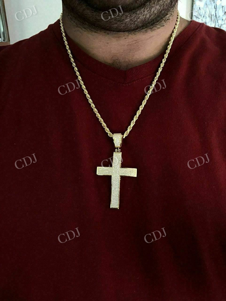 Solid 925 Silver Large Cross Men’s Pendant  customdiamjewel   