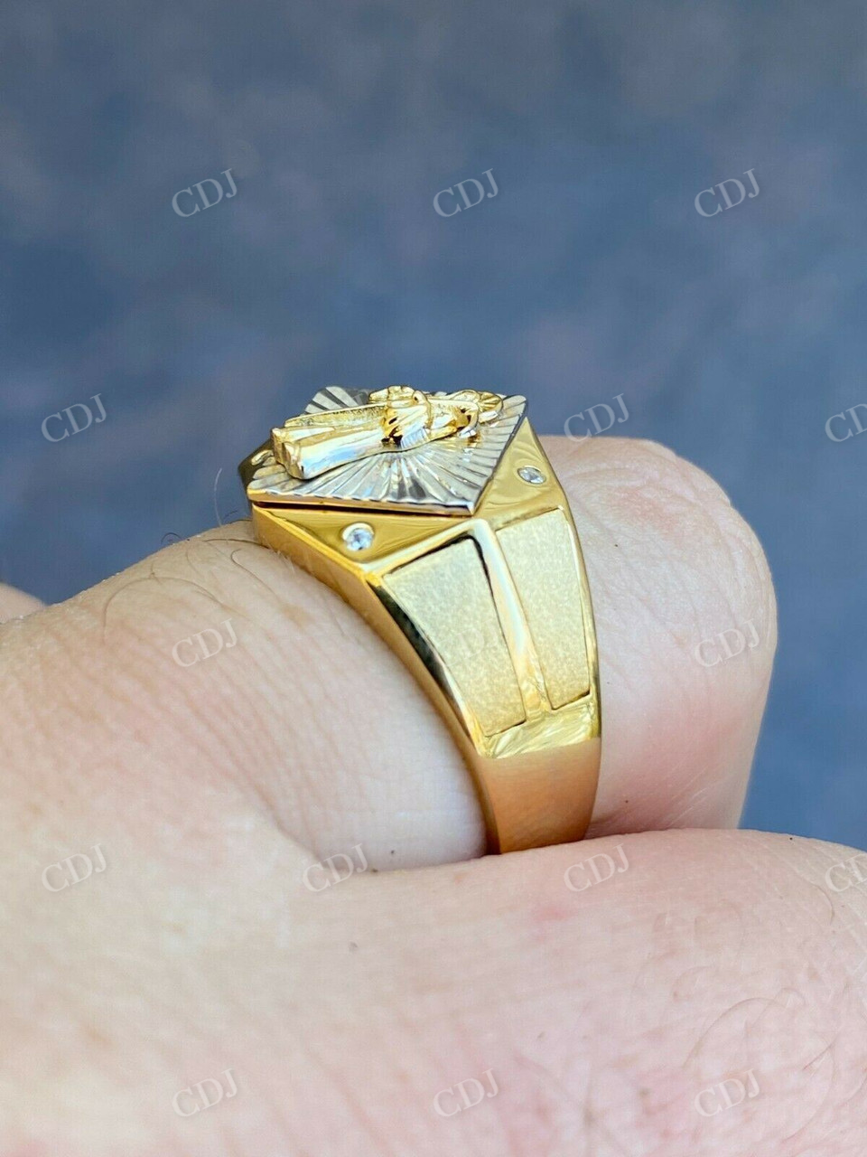 Antique Grim Reaper Santa Muerte Ring  customdiamjewel   