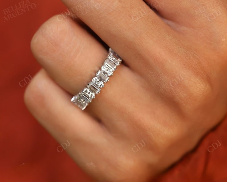 1.54CT Baguette and Round Natural Diamond Wedding Band  customdiamjewel   