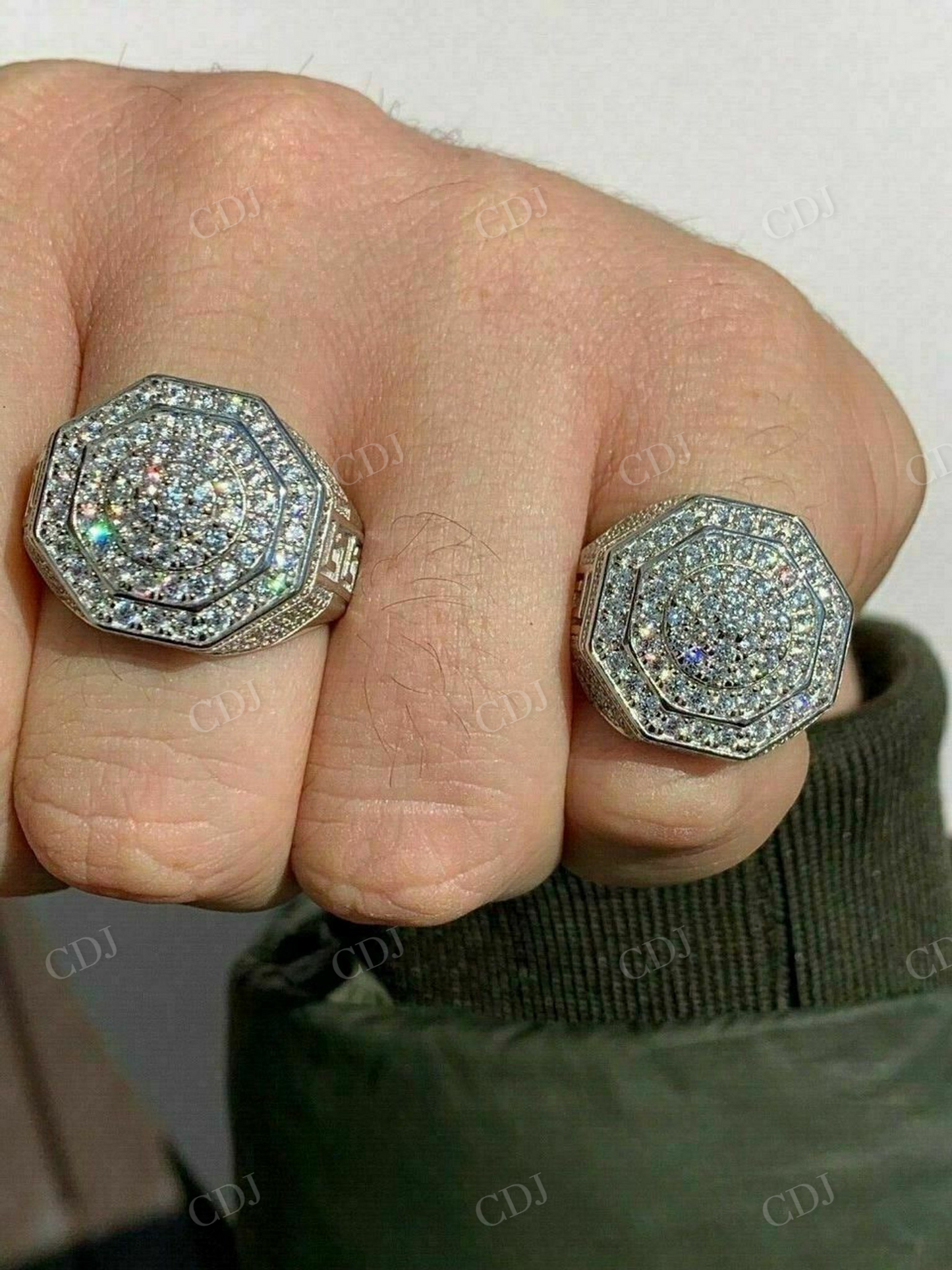 Iced Out Octagon Hip Hop Ring  customdiamjewel   