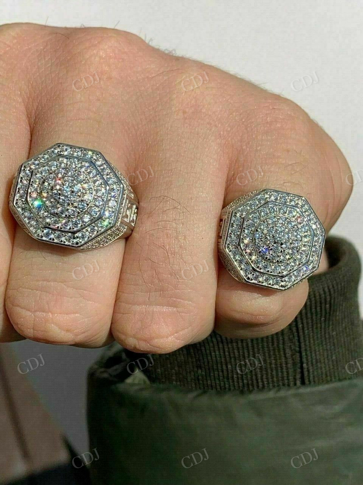 Iced Out Octagon Hip Hop Ring  customdiamjewel   