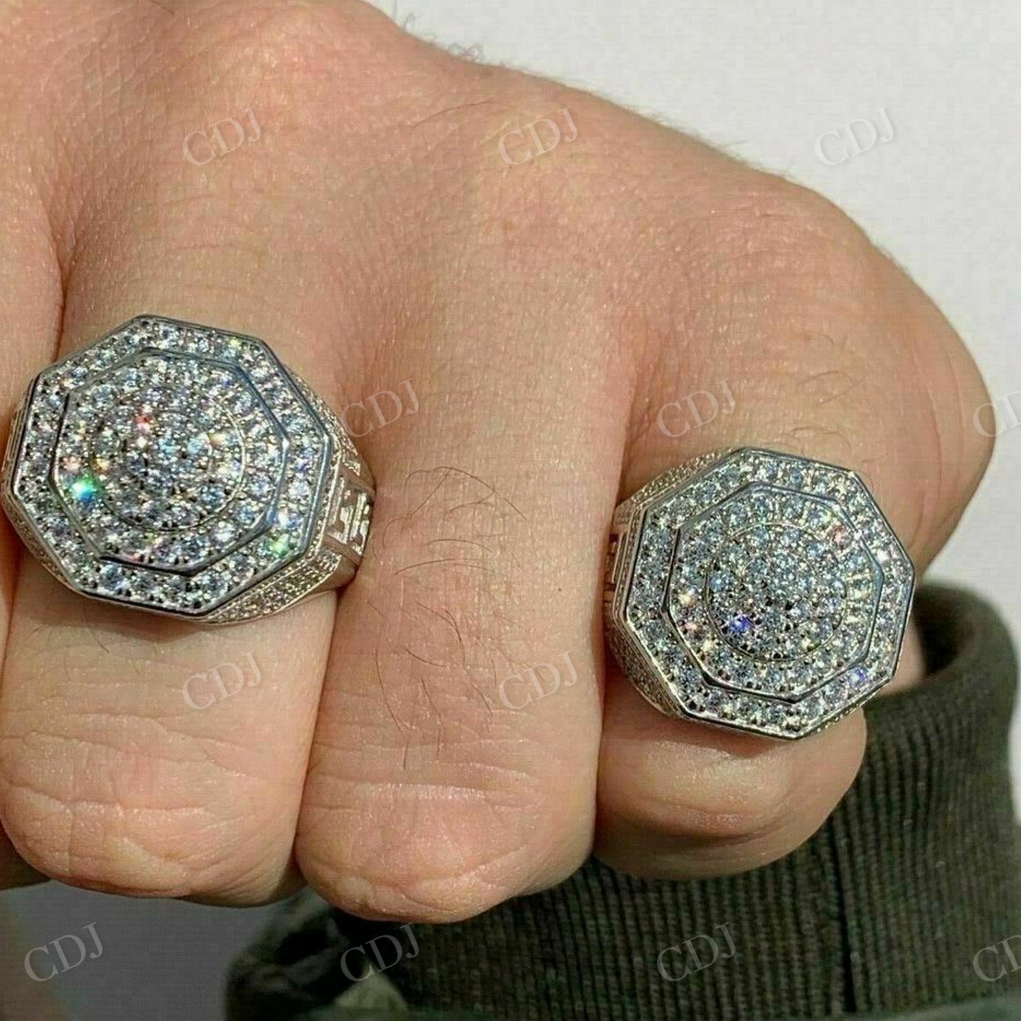 Iced Out Octagon Hip Hop Ring  customdiamjewel   