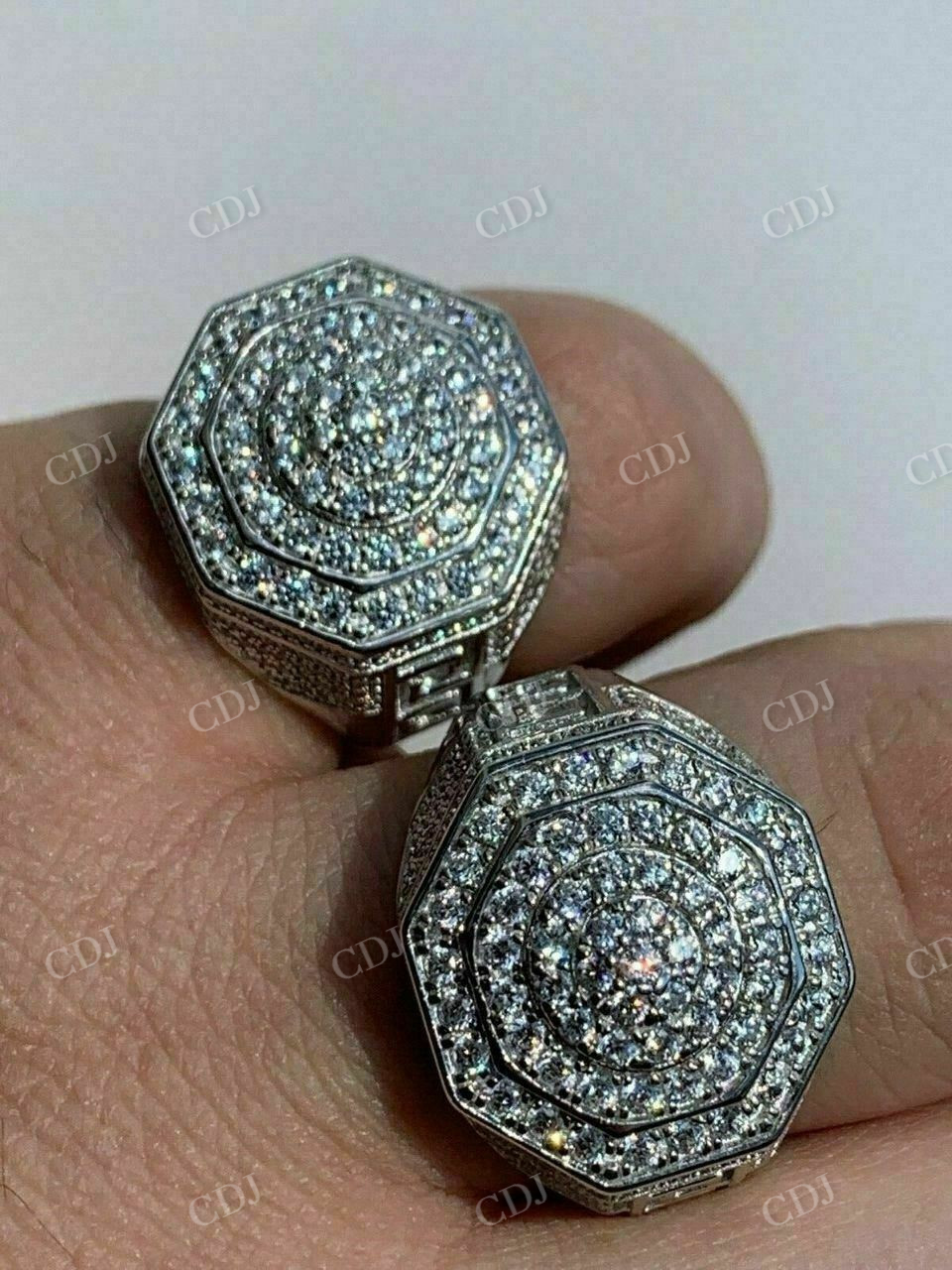 Iced Out Octagon Hip Hop Ring  customdiamjewel   
