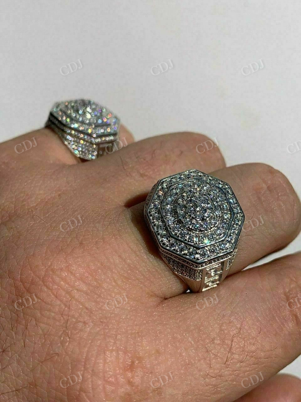 Iced Out Octagon Hip Hop Ring  customdiamjewel   