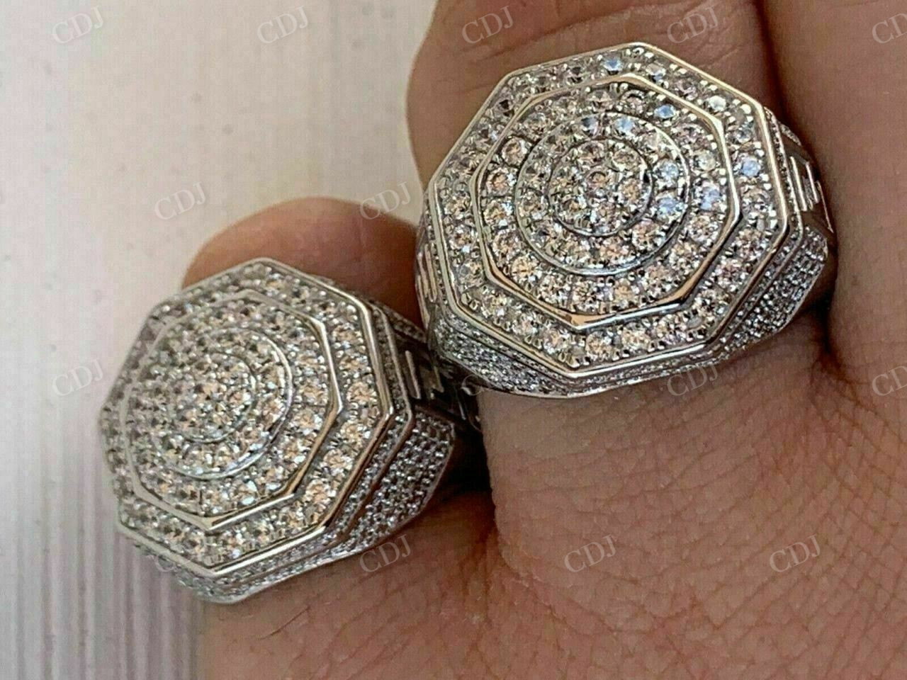 Iced Out Octagon Hip Hop Ring  customdiamjewel   