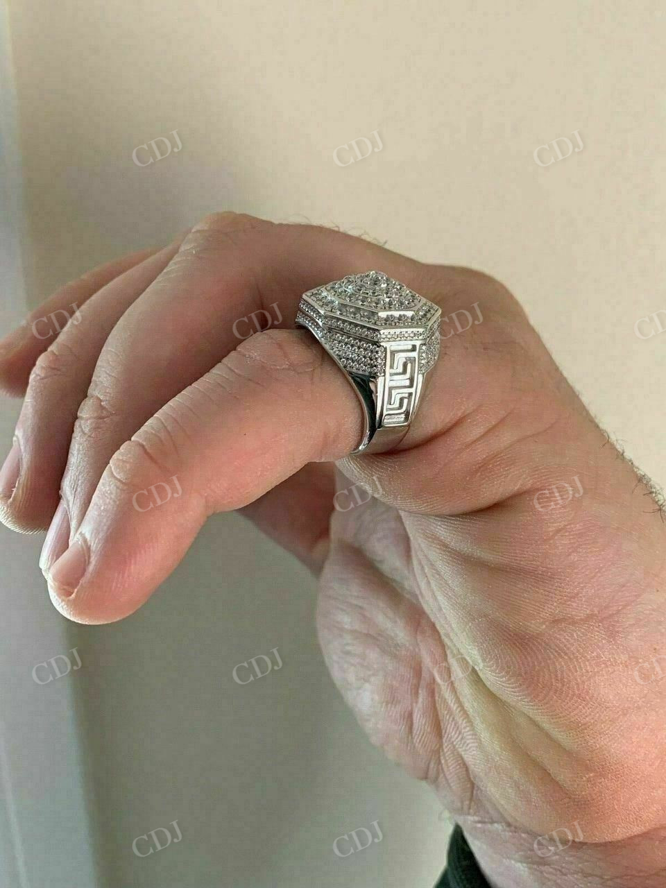 Iced Out Octagon Hip Hop Ring  customdiamjewel   
