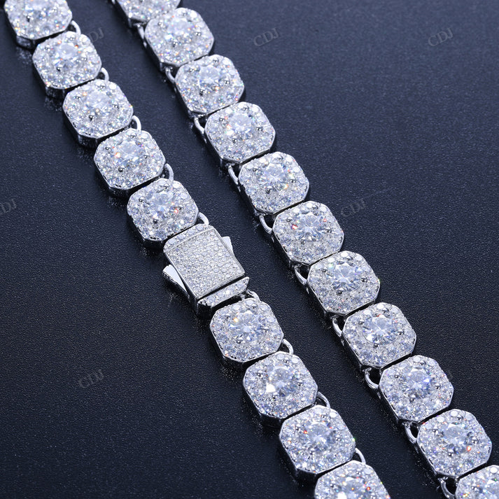 10MM Clustered Diamond Iced Out Tennis Chain hip hop jewelry CustomDiamJewel