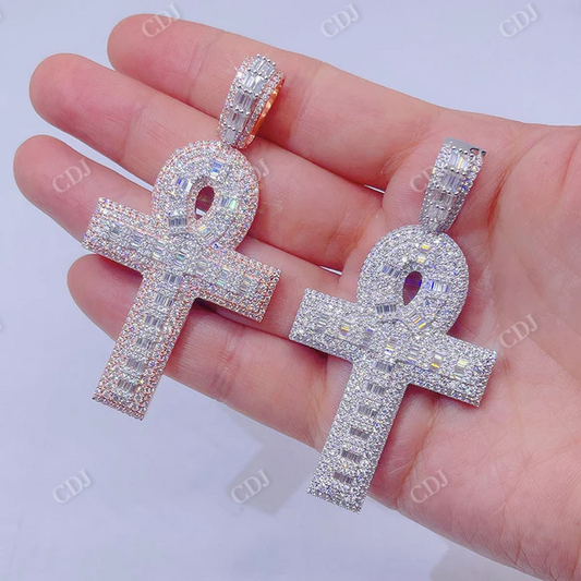 Baguette Cut Diamond Cross Pendant For Men  customdiamjewel   
