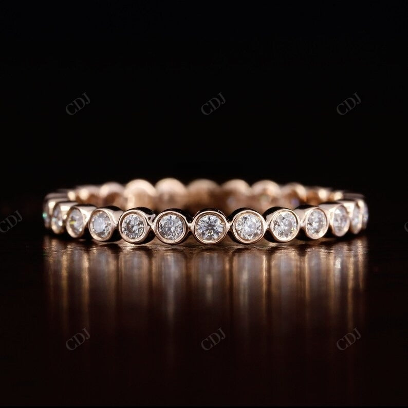0.45CT Round Cut Natural Diamond Bezel Set Wedding Band  customdiamjewel 10 KT Solid Gold Rose Gold VVS-EF