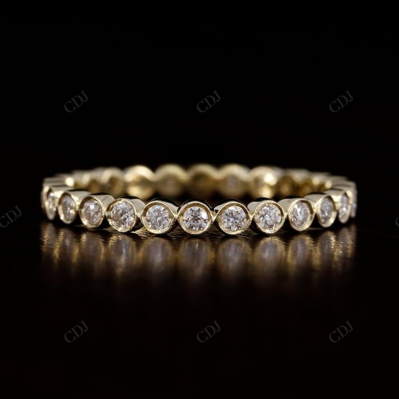 0.45CT Round Cut Natural Diamond Bezel Set Wedding Band  customdiamjewel   