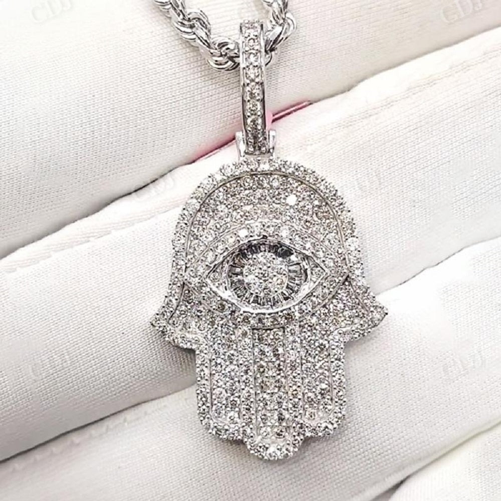 Hip Hop Moissanite Hamsa Pendant  CustomDiamJewel   