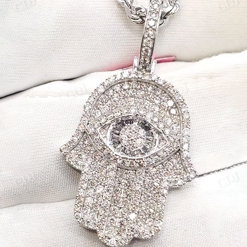 Hip Hop Moissanite Hamsa Pendant  CustomDiamJewel   