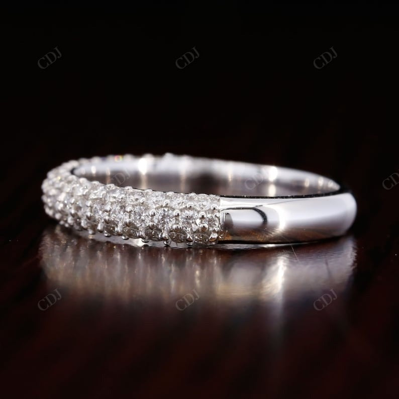 0.658CT Round Cut Real Diamond Half Eternity Wedding Band  customdiamjewel   