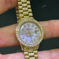 Moissanite Yellow Dial Bezel Set Rolex Watch customdiamjewel