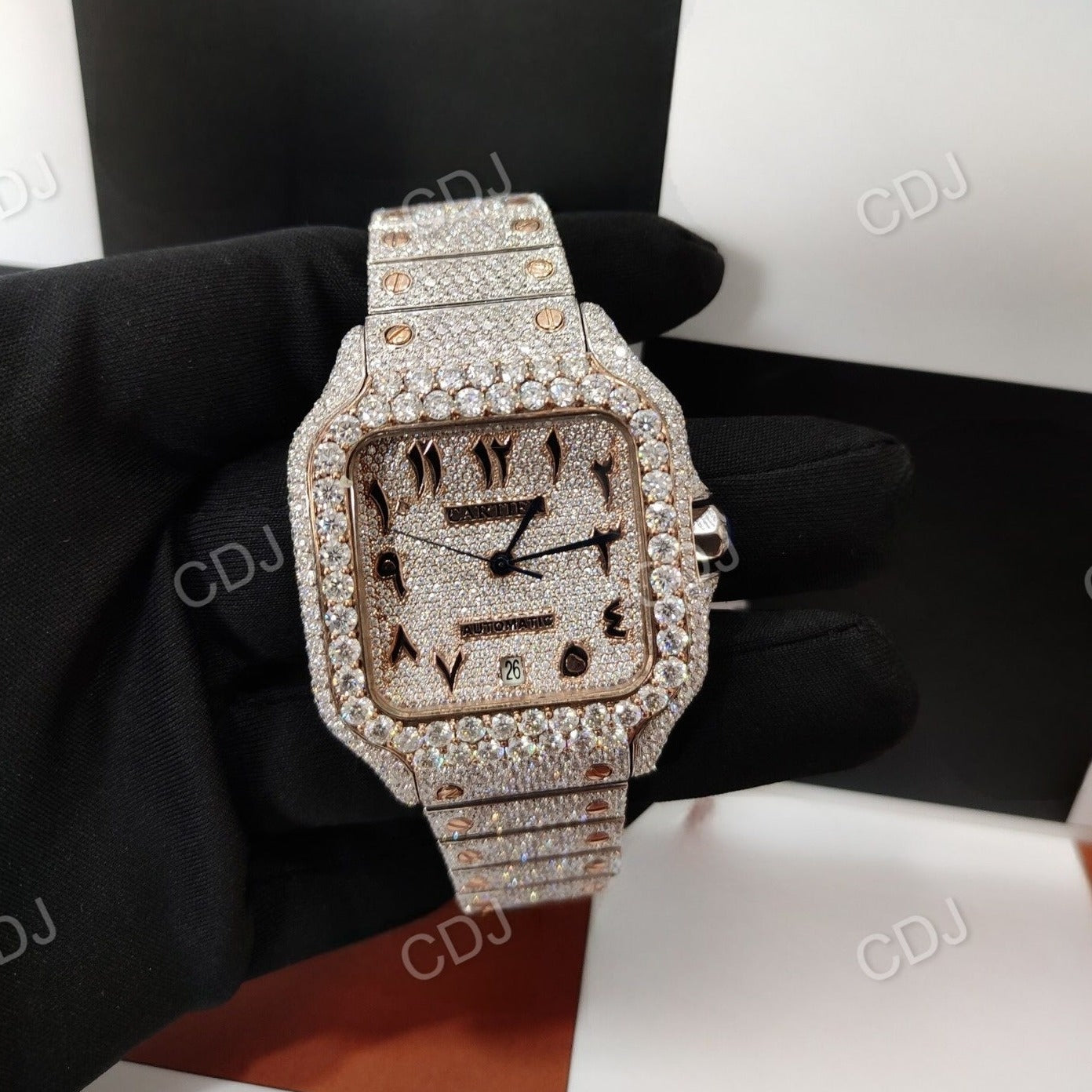 41MM Two-Tone Cartier Santos Arabic Digit Watch customdiamjewel