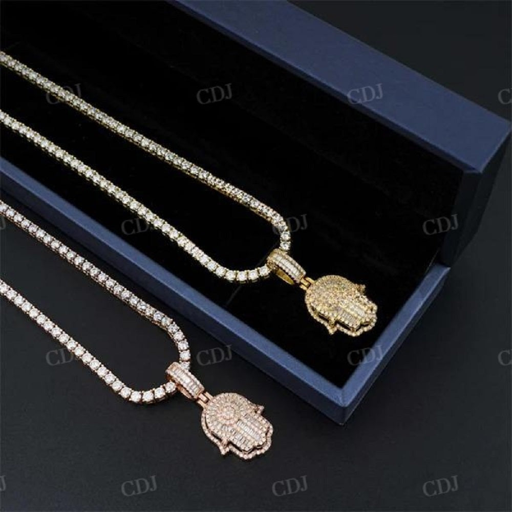 Hip Hop Iced Out Hamsa Diamond Pendant  customdiamjewel   