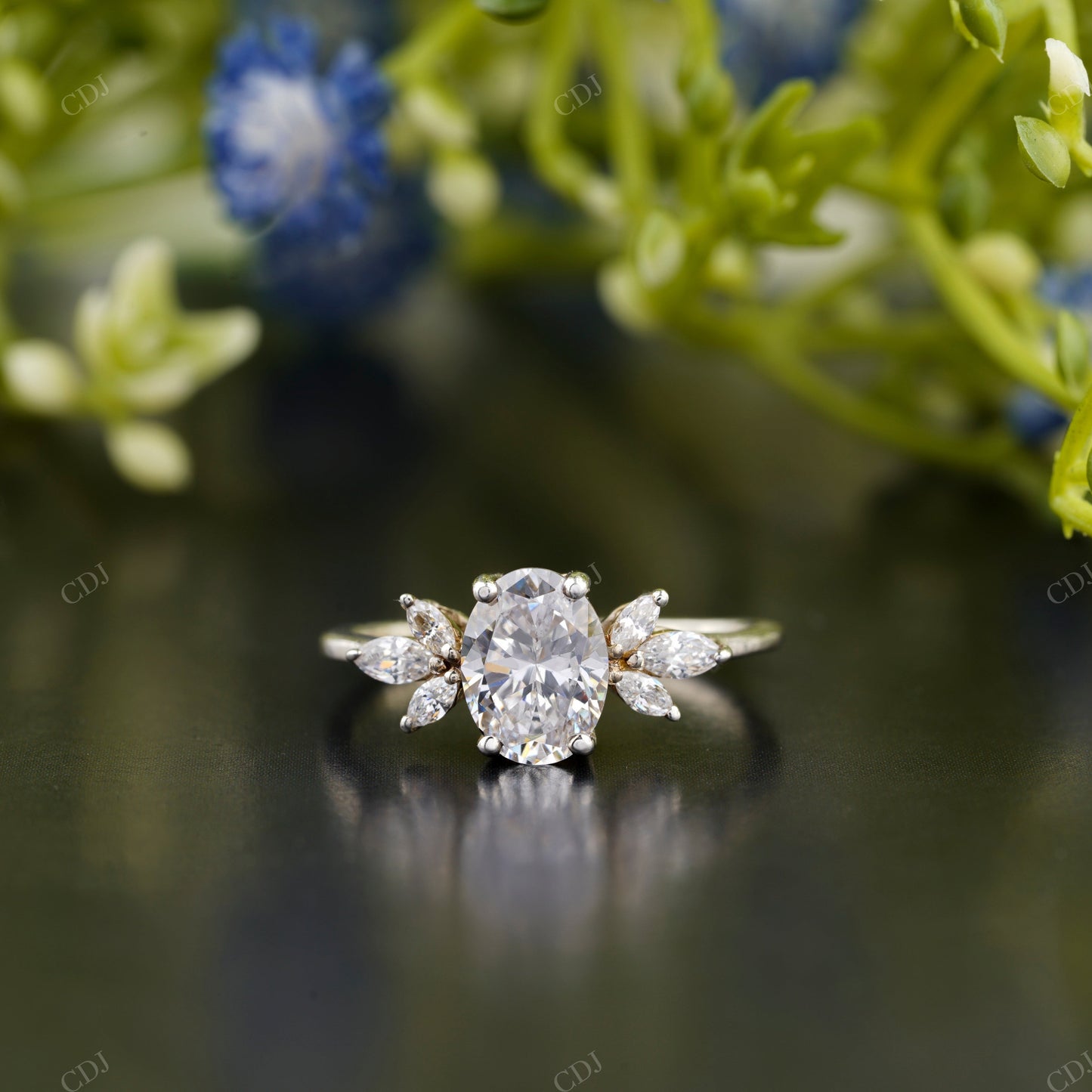 Oval Side Stone Lab-Grown Diamond Ring