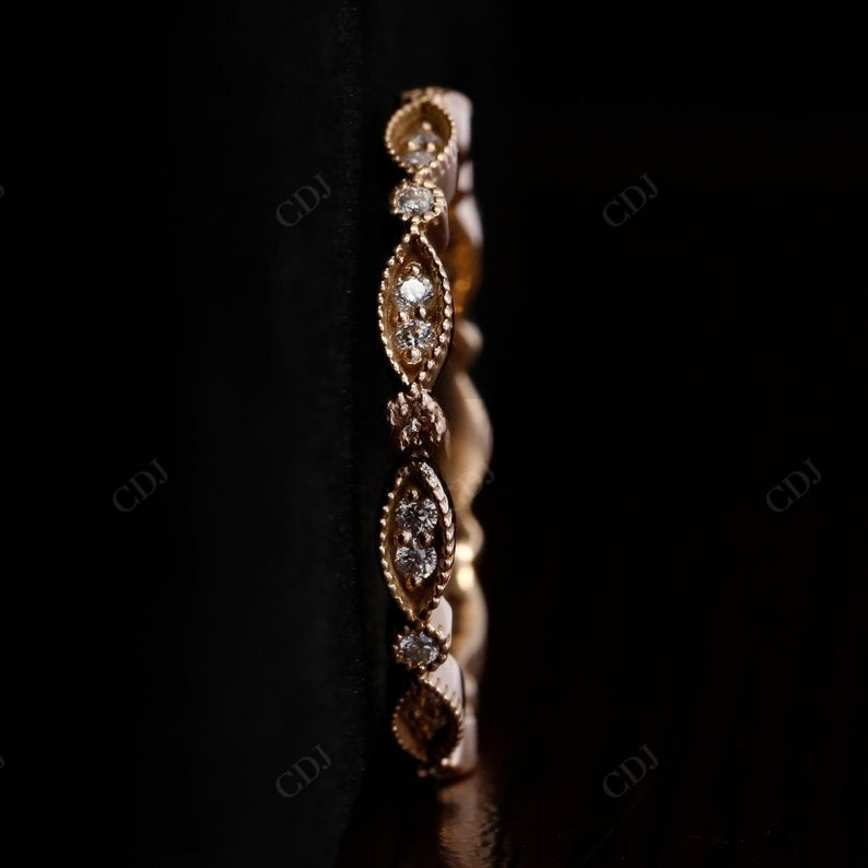 Rose Gold Milgrain Lab Grown Diamond Wedding Band  customdiamjewel   