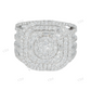 Iced Out Sterling Sliver Moissanite Round Diamond Halo Cluster Ring Hip Hop Ring customdiamjewel