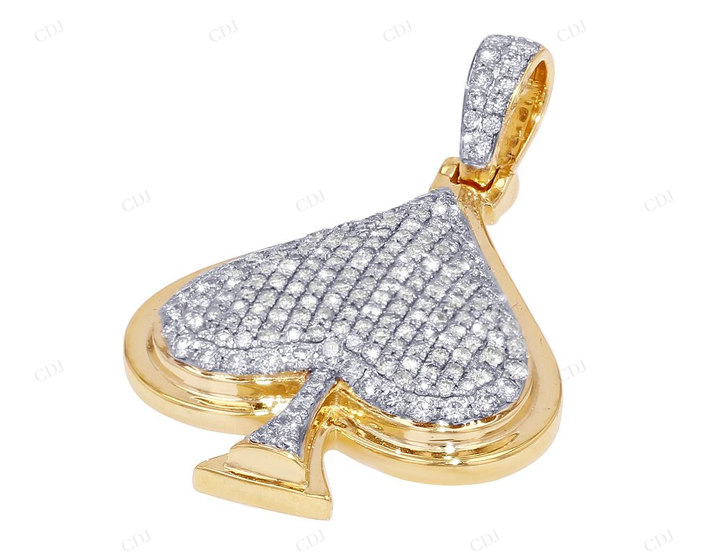 Sterling Silver with Moissanite Ace Spade Pendant CustomDiamJewel