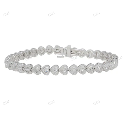 Moissanite Diamond Heart Shape Silver Bracelet hip hop jewelry CustomDiamJewel
