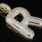 1.4" 1 CTW 10K Gold Real Diamond Bubble Initial R Letter Pendant CustomDiamJewel