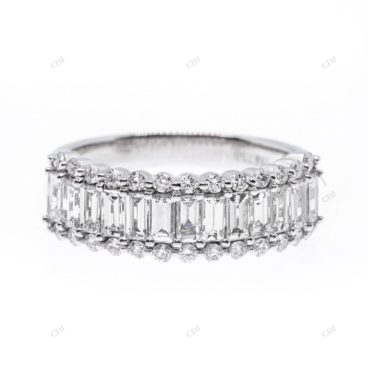 925 Silver Emerald Cut Moissanite Eternity Band hip hop jewelry customdiamjewel