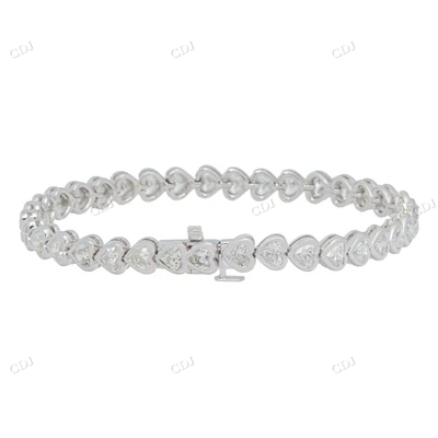 Moissanite Diamond Heart Shape Silver Bracelet hip hop jewelry CustomDiamJewel