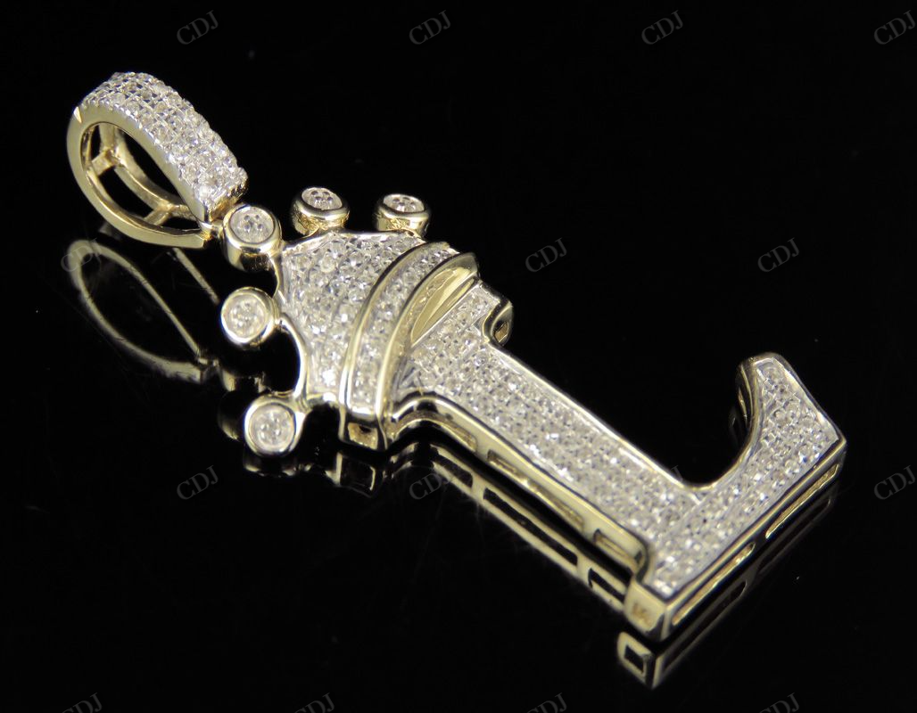 Natural Diamond 10K Gold Custom Initial 'L' Letter Pendant CustomDiamJewel