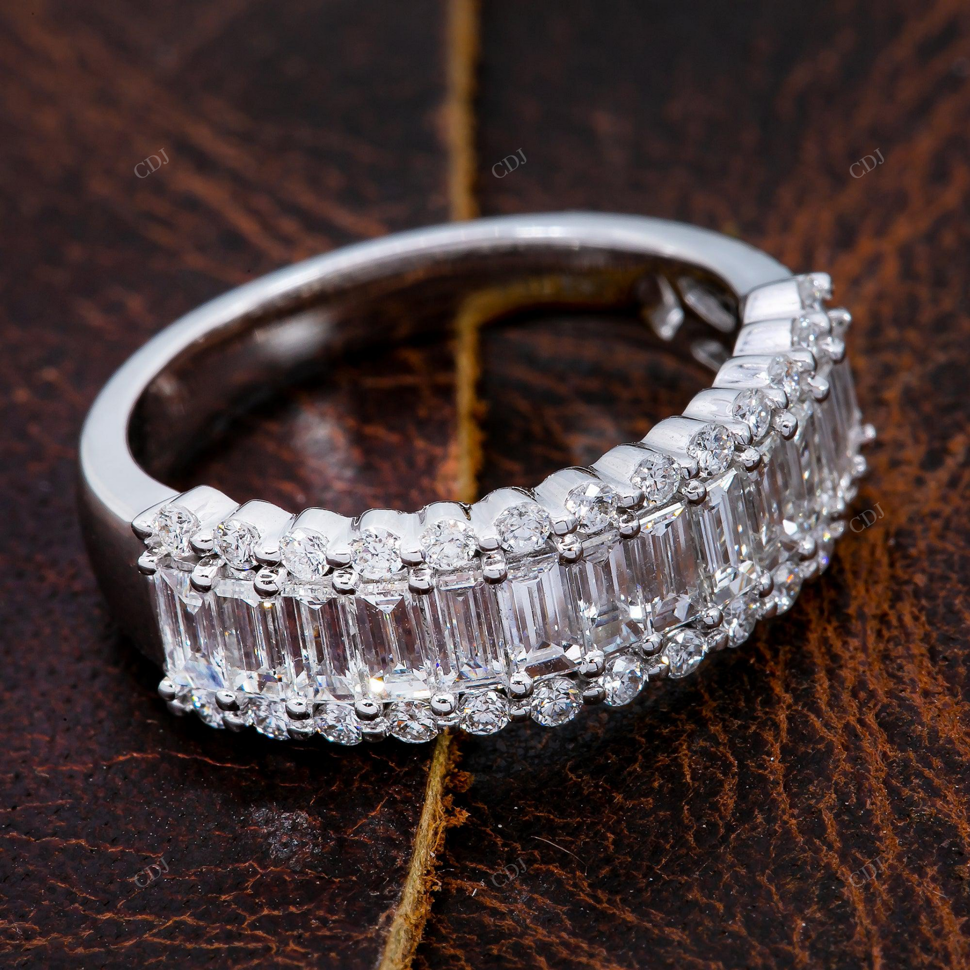 925 Silver Emerald Cut Moissanite Eternity Band hip hop jewelry customdiamjewel