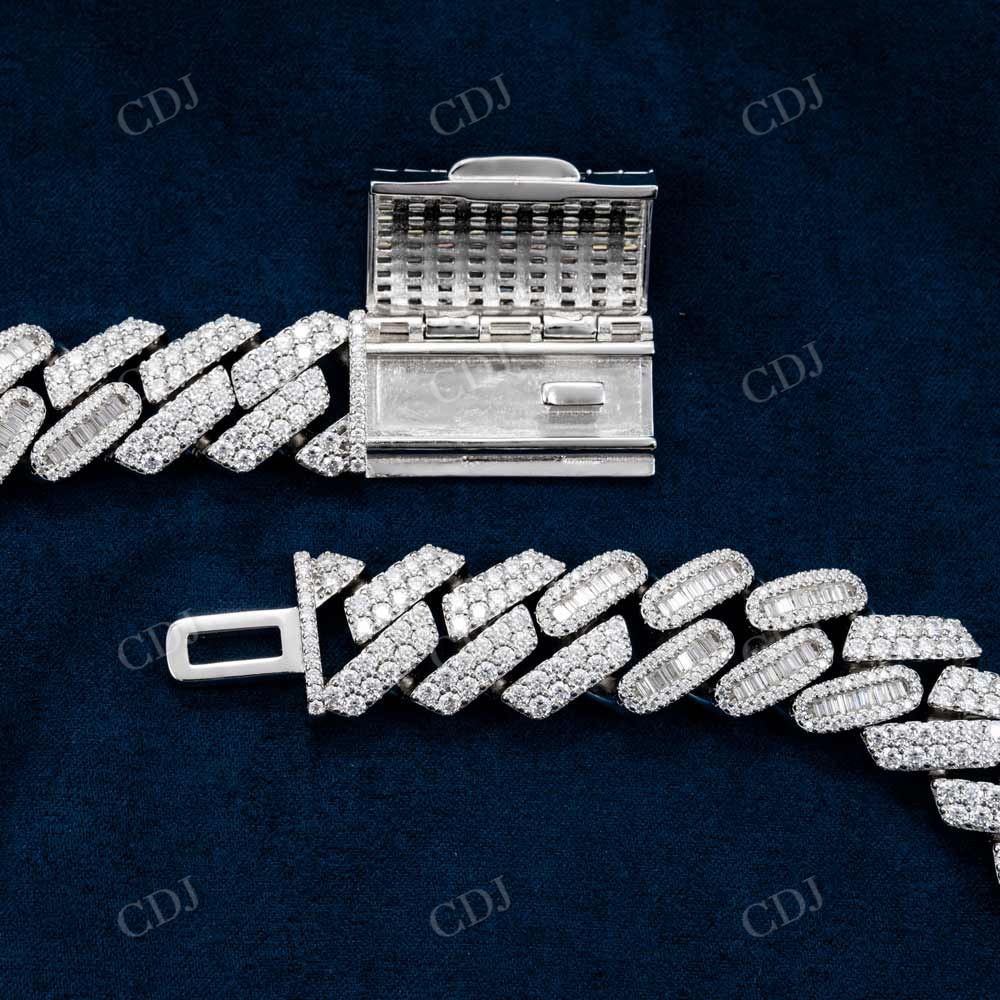 18MM Mixed Cut Cuban Link Chain 14K White Gold hip hop jewelry customdiamjewel   