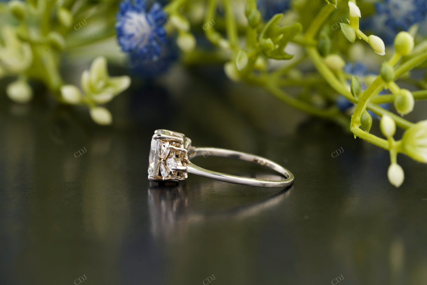 Oval Side Stone Lab-Grown Diamond Ring
