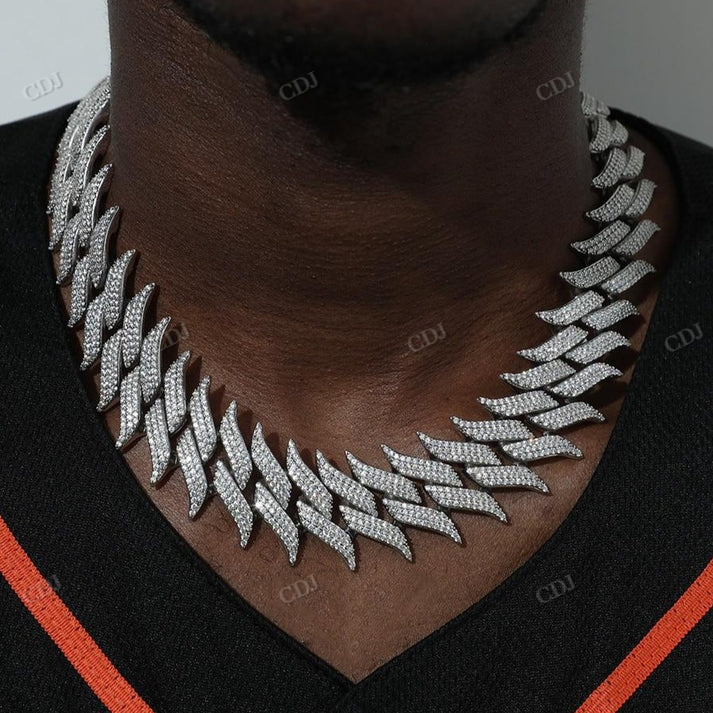 Premium Quality 30mm Iced Out Spiked Cuban Chain hip hop jewelry CustomDiamJewel