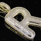1.4" 1 CTW 10K Gold Real Diamond Bubble Initial R Letter Pendant CustomDiamJewel
