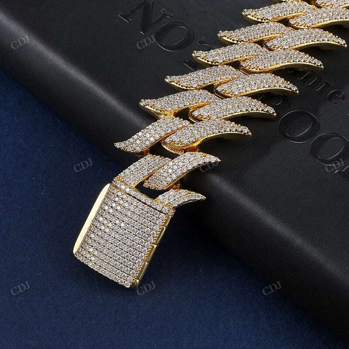 Premium Quality 30mm Iced Out Spiked Cuban Chain hip hop jewelry CustomDiamJewel