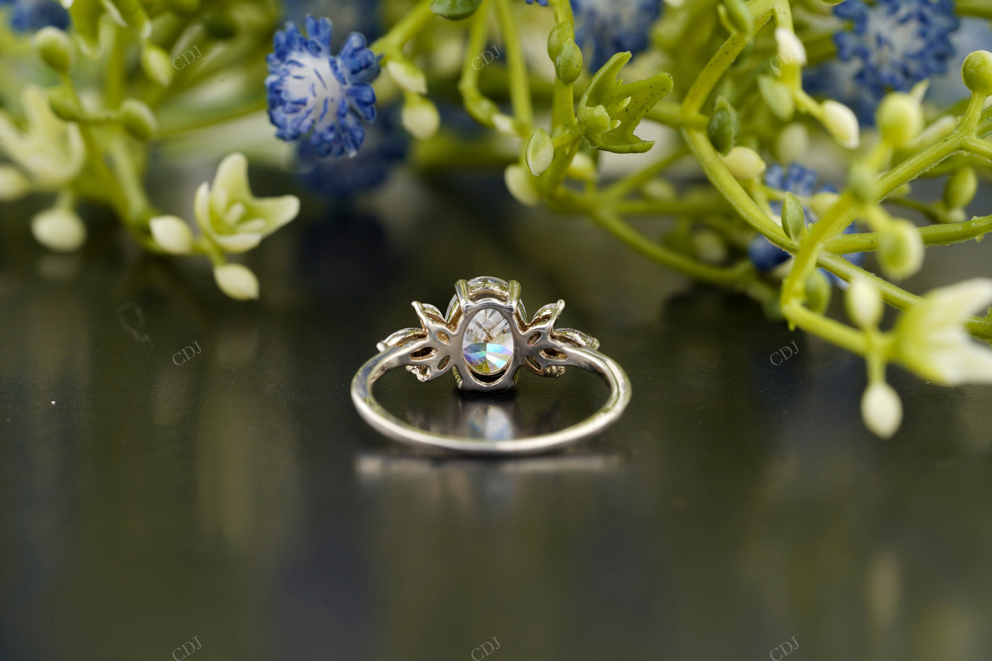 Oval Side Stone Lab-Grown Diamond Ring