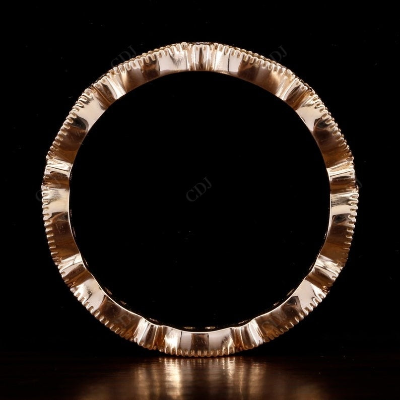 Rose Gold Milgrain Lab Grown Diamond Wedding Band  customdiamjewel   