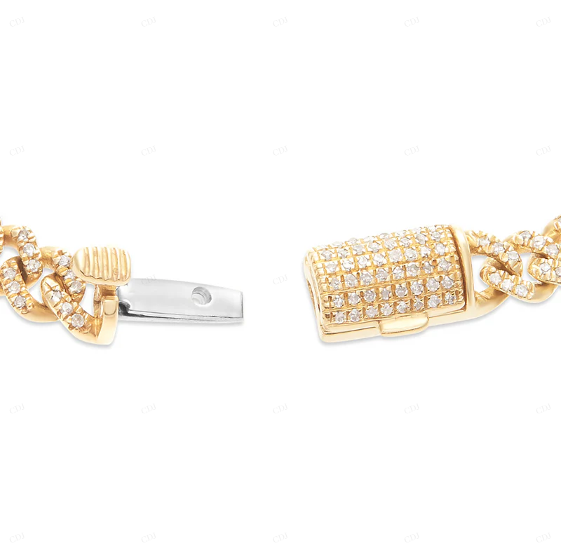 14K Yellow Gold Mossanite Cuban Link Bracelet For Men CustomDiamJewel