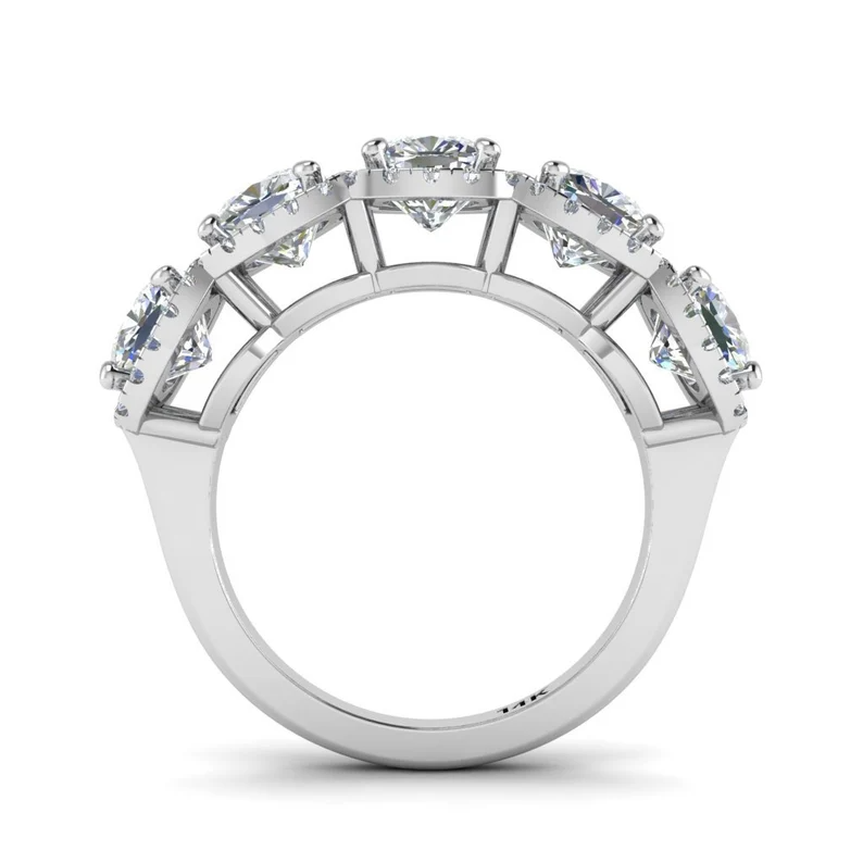 5 Stone Cushion Cut Moissanite Wedding Band  customdiamjewel   