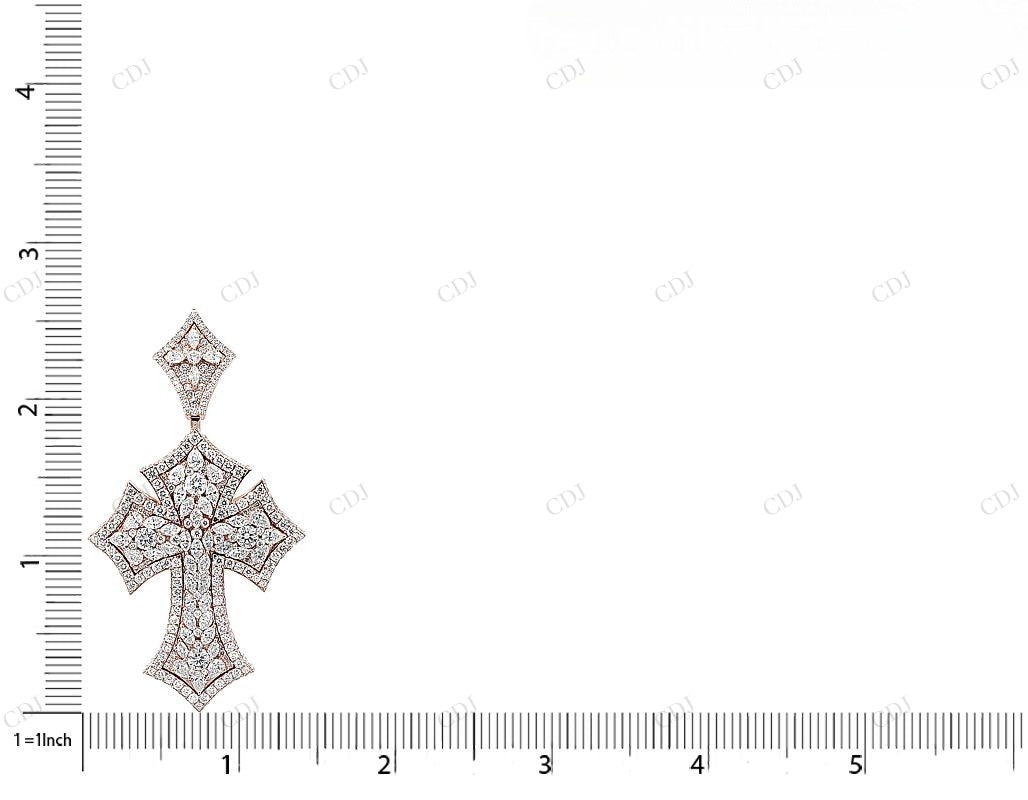Pear n Marquise Lab Grown 10K Rose Gold Cross Pendant Hip Hop Pendent CustomDiamJewel