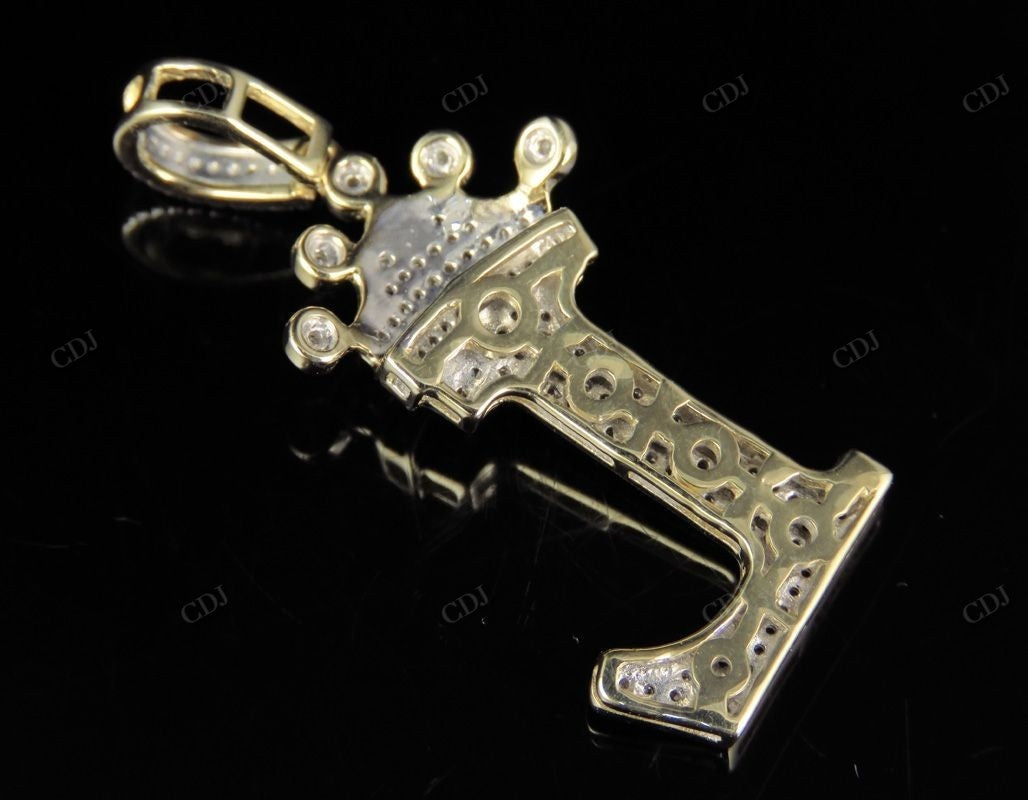 Natural Diamond 10K Gold Custom Initial 'L' Letter Pendant CustomDiamJewel