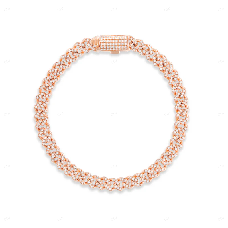 14K Yellow Gold Mossanite Cuban Link Bracelet For Men CustomDiamJewel