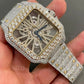 Cartier Skeleton VVS fully Iced Out Diamond Stainless Steel Watch customdiamjewel