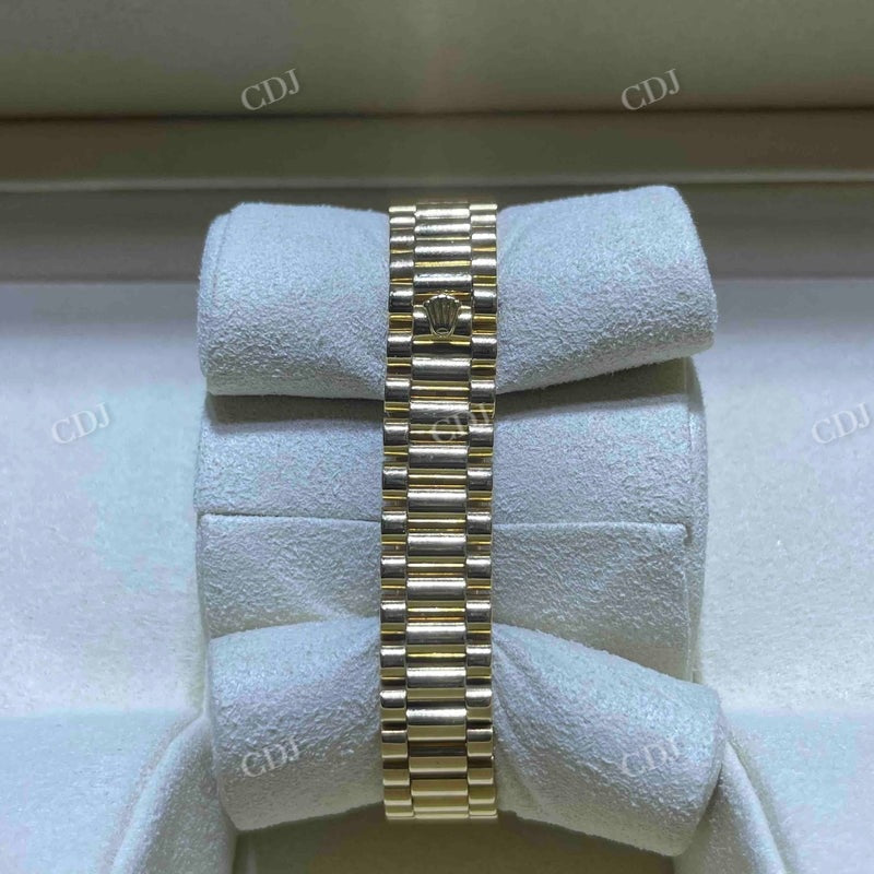 Moissanite Yellow Dial Bezel Set Rolex Watch customdiamjewel