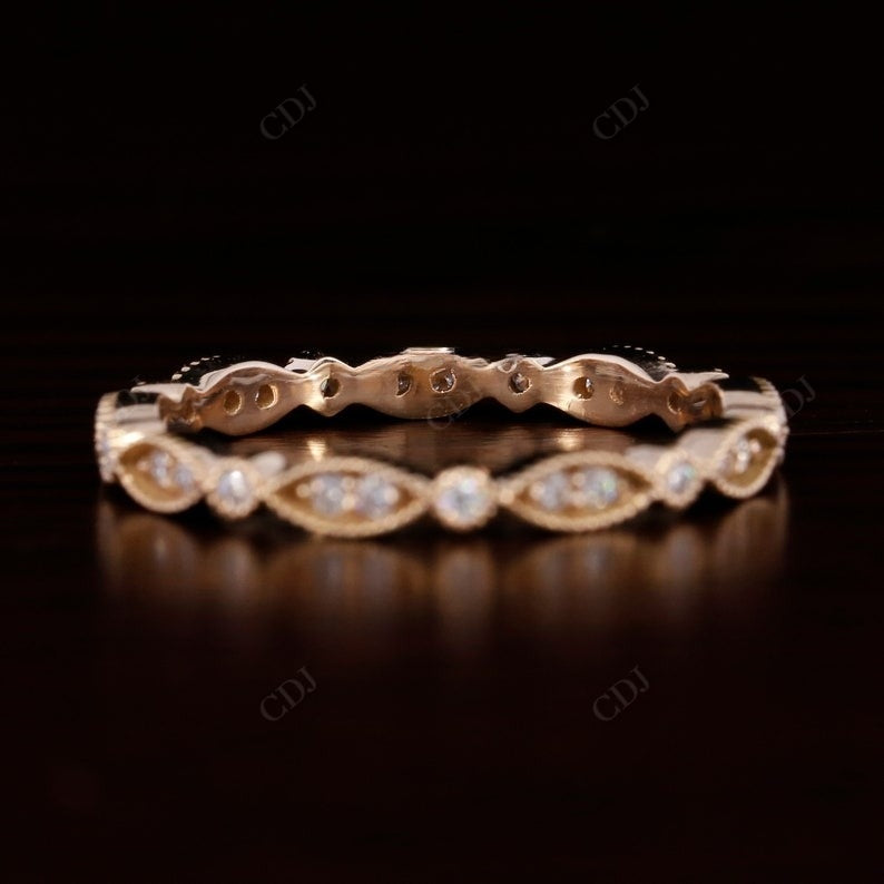 Rose Gold Milgrain Lab Grown Diamond Wedding Band  customdiamjewel   