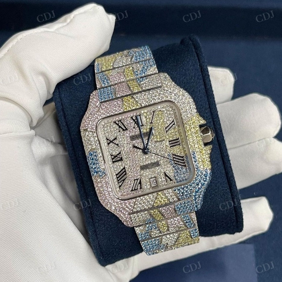 Iced Out Cartier Moissanite Diamond Watch customdiamjewel