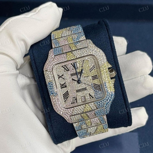 Iced Out Cartier Moissanite Diamond Watch customdiamjewel